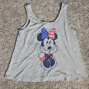 Disney Minnie Mouse American Flag Print Cropped Size Medium Womens Tank Top